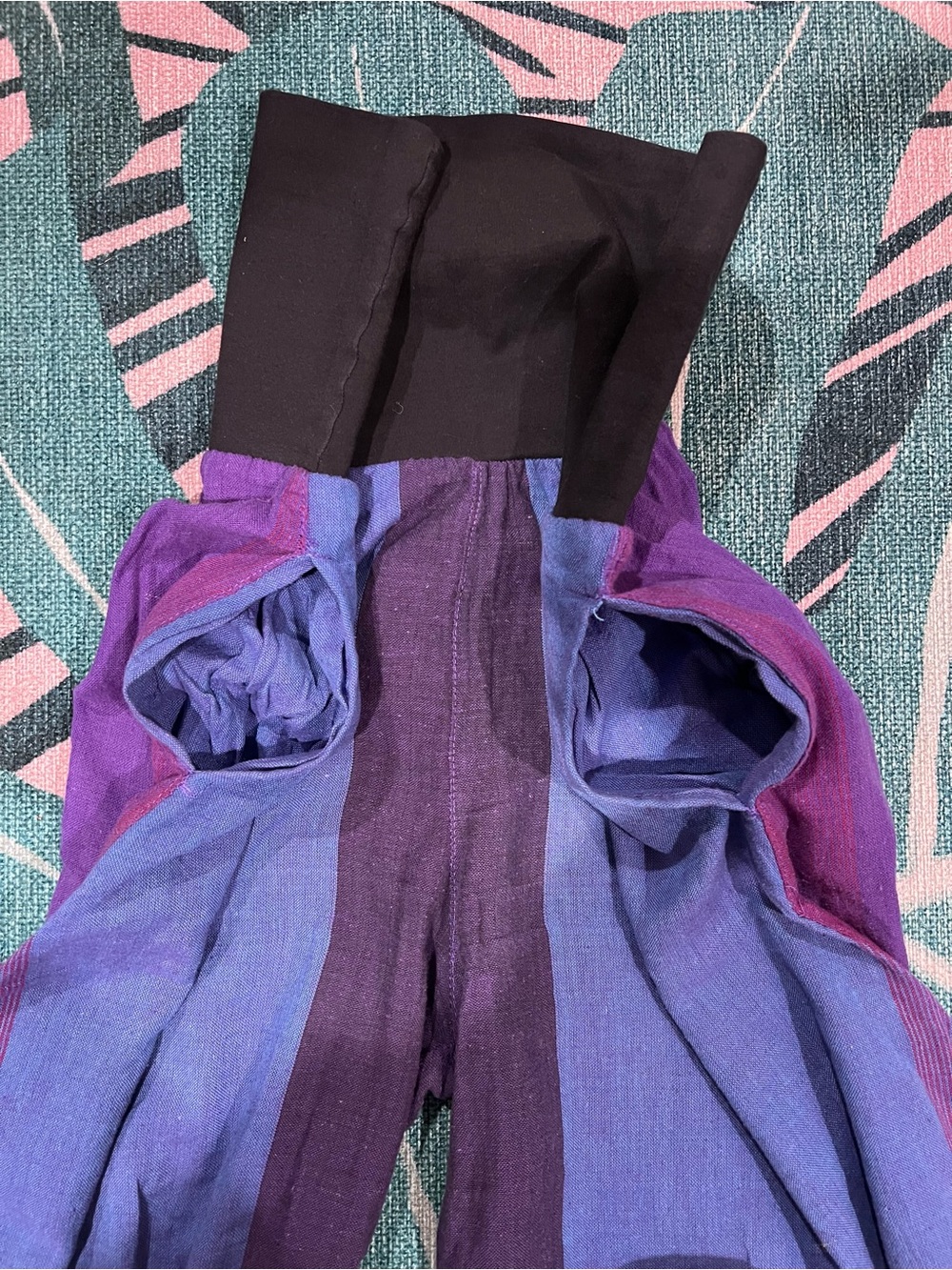 Dragonfly Boho Flowy Color Block Pocketed Bay Capri Paint w Tie - Picture 7 of 12